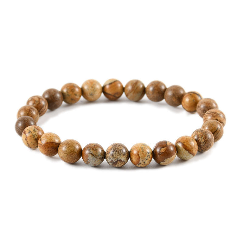 Geometric Natural Stone Agate Beaded Bracelet Unisex Handmade Jewelry