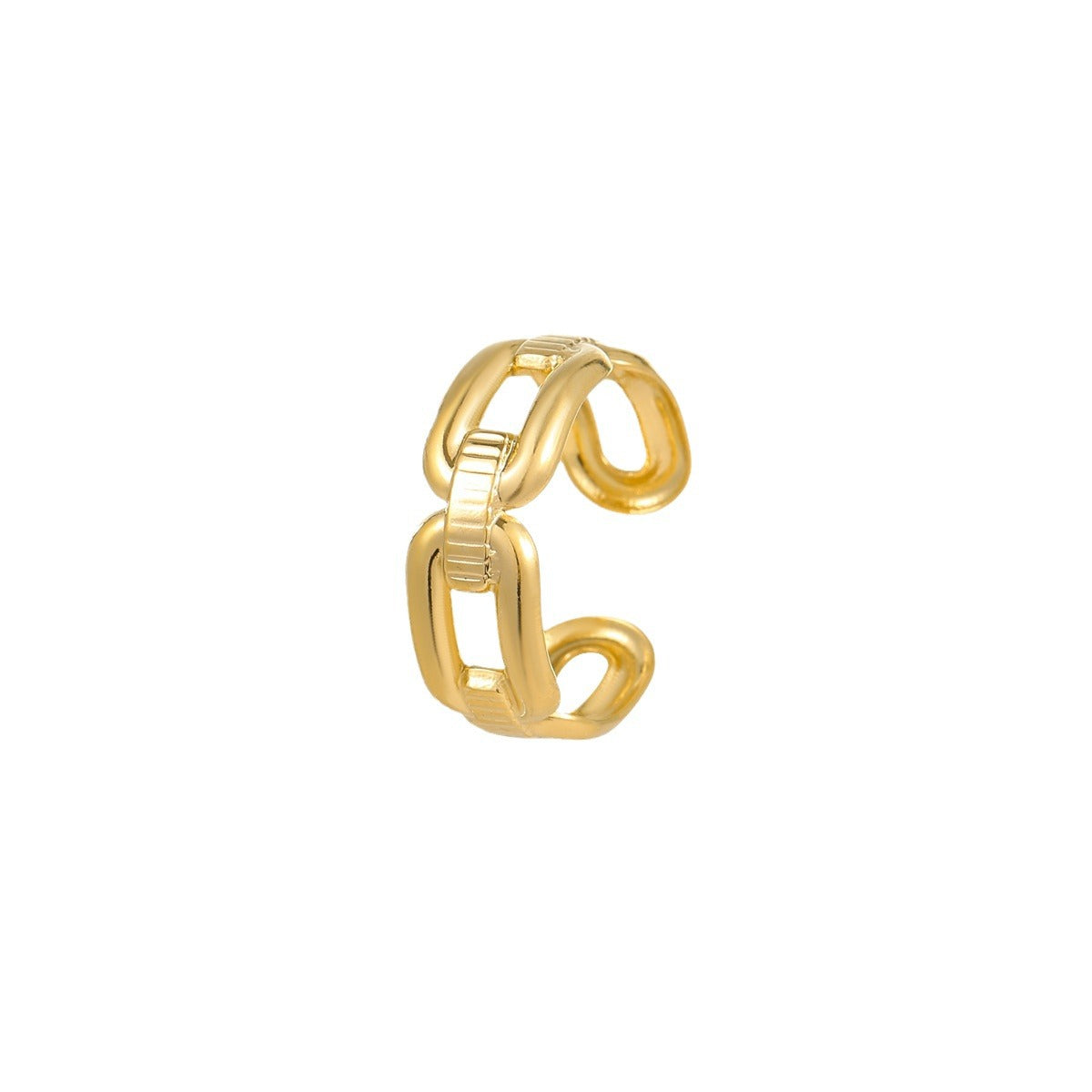 Anello da donna in acciaio al titanio a maglie quadre minimaliste con placcatura in oro 18 carati