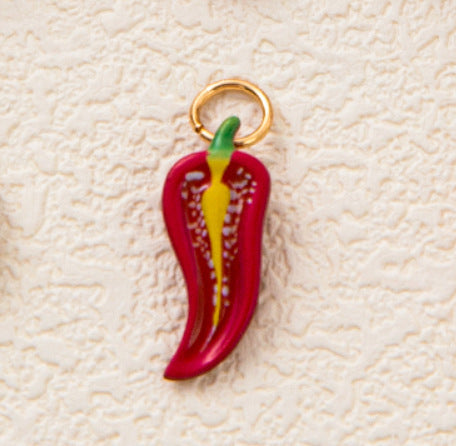 Sweet Geometric Drip Oil Plated Stainless Steel Pendant on Brass Chain Unisex Necklace