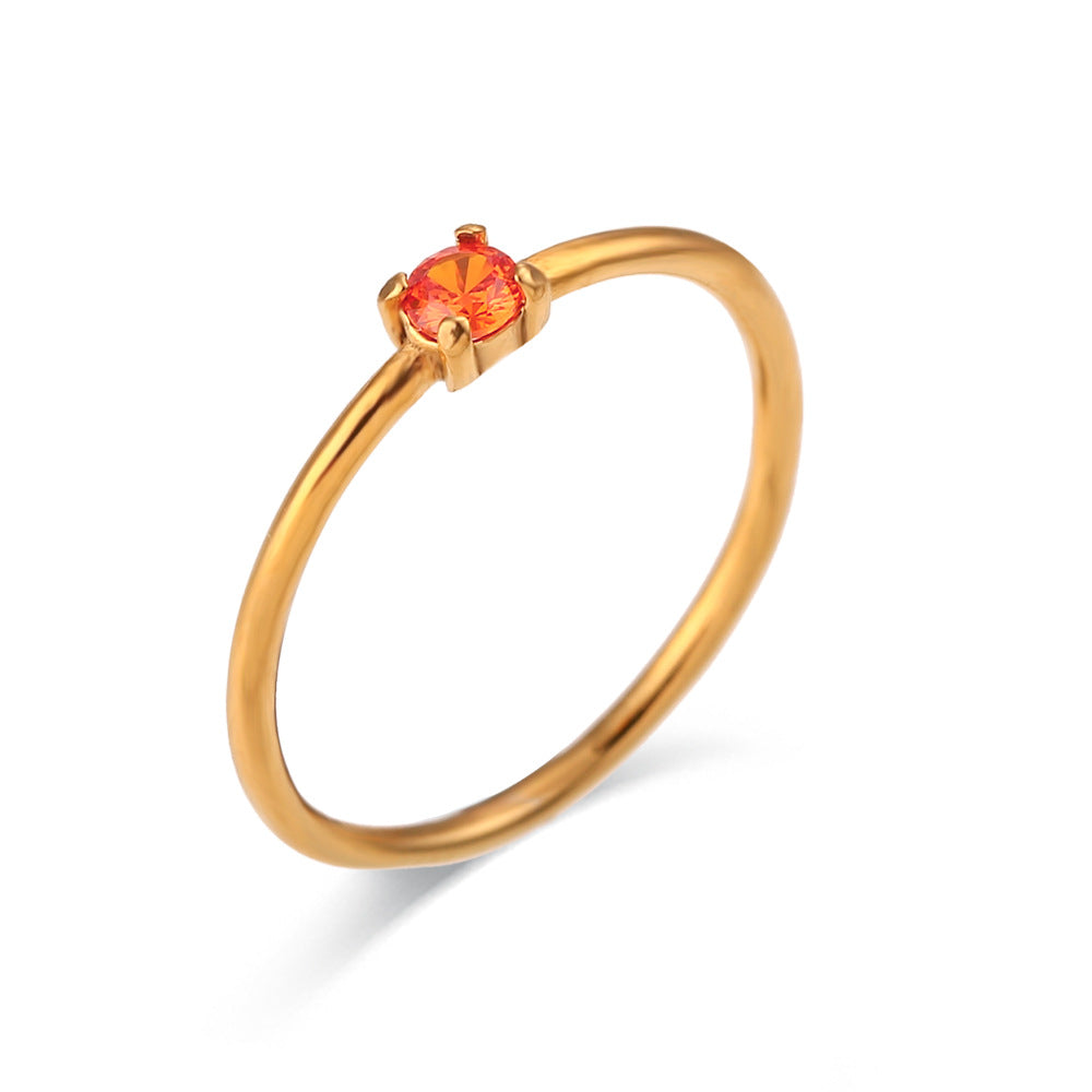 Minimalist Geometric Stainless Steel Plated 18K Gold Birthday Ring for Women