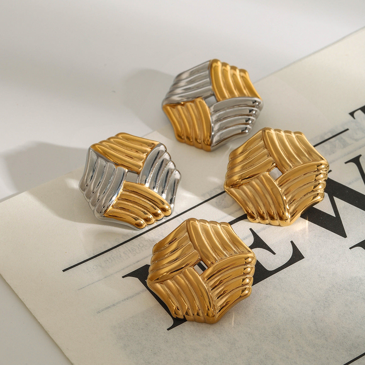 Luxury Geometric Square Stainless Steel and Titanium Steel Plated Earrings for Women