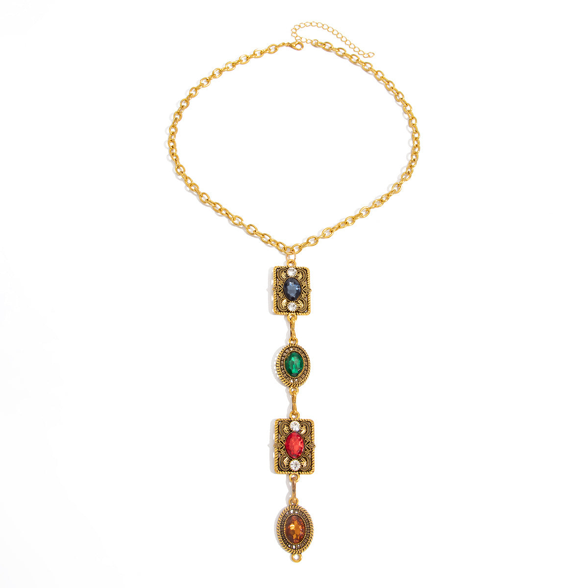 Vintage Luxury Geometric Zinc Alloy Pendant Iron Plated Necklace for Women