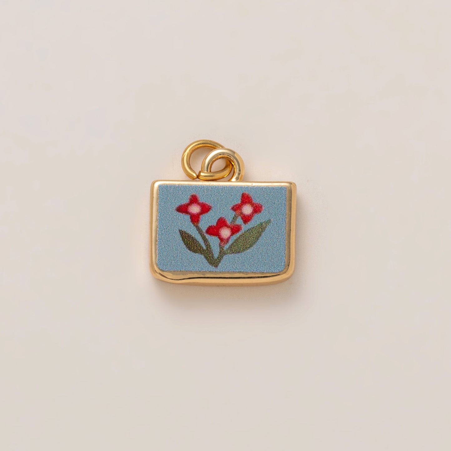 Minimalist Luxury Heart Shaped 18K Gold Plated Brass Pendant with Fruit and Floral Motifs