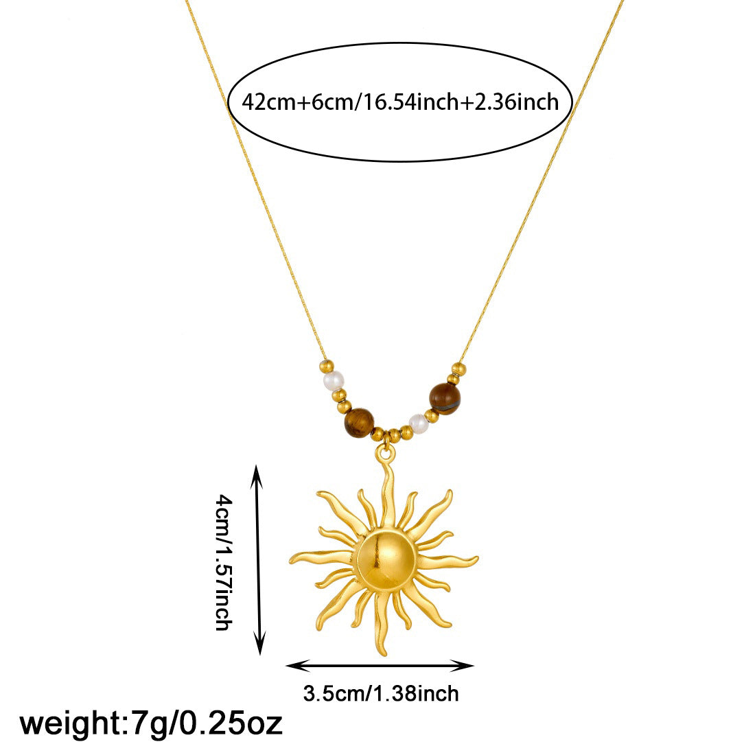 Bohemian Vintage Gold Plated Polished Sun Pendant Stainless Steel Snake Chain Necklace for Women