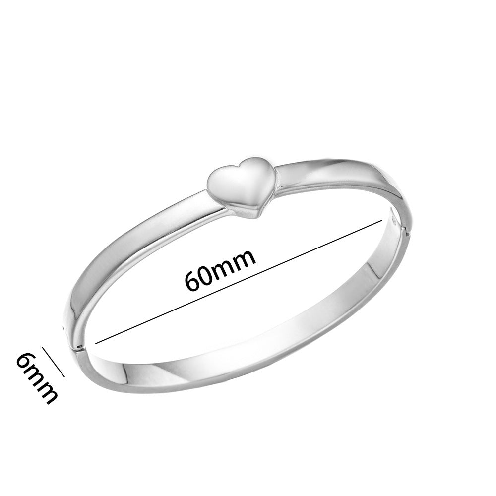 Bracciale Minimalista in Acciaio Inossidabile da Donna con Placcatura in Acciaio al Titanio e Intarsio di Strass a Forma Geometrica Ovale