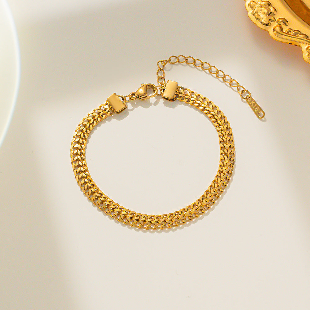 Bracciale a rombo minimalista naturale in acciaio al titanio per uomo e donna, gioielli a mano unisex in acciaio inossidabile