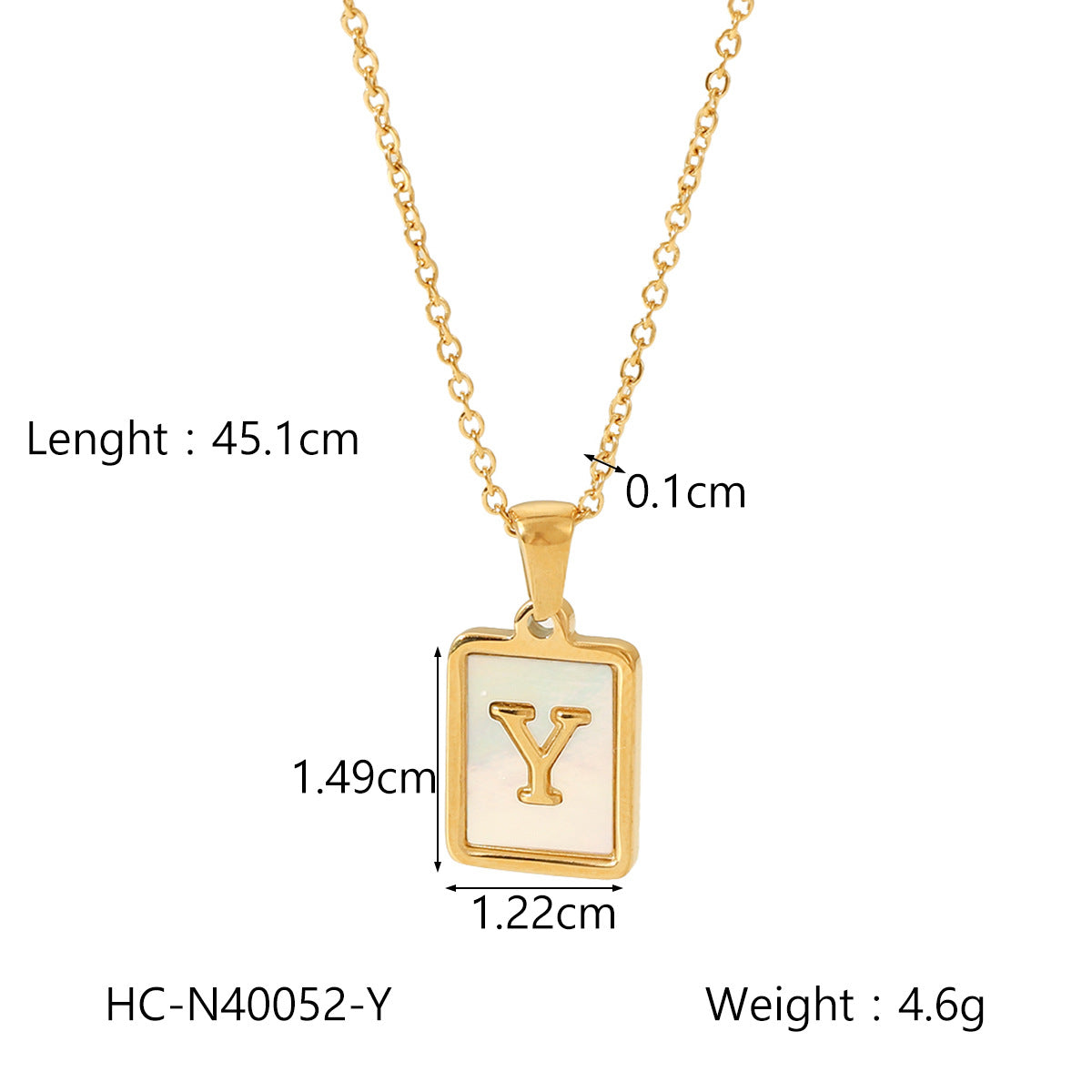Minimalist Letter Pendant Necklace in Titanium Steel with 18K Gold Plating on Stainless Steel Chain for Women