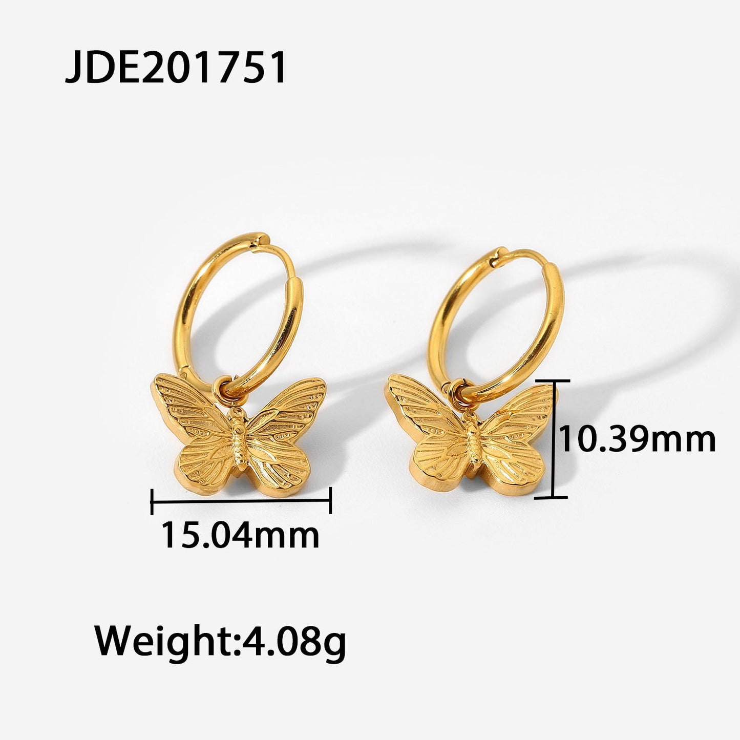 Pendientes de mariposa retro para mujer, de acero inoxidable con acabado chapado