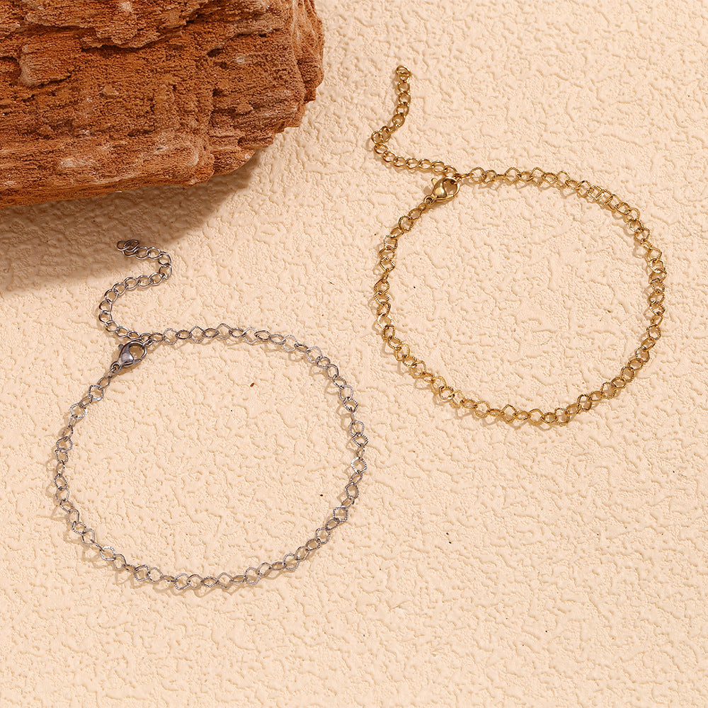 Minimalist Geometric Rhombus Anklet for Women Stainless Steel with 14K Gold Plating