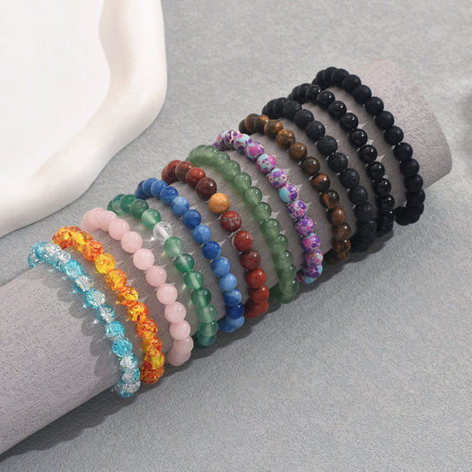 Set di bracciali con perline geometriche minimaliste da donna fatti a mano con pietre naturali, gioielli regolabili