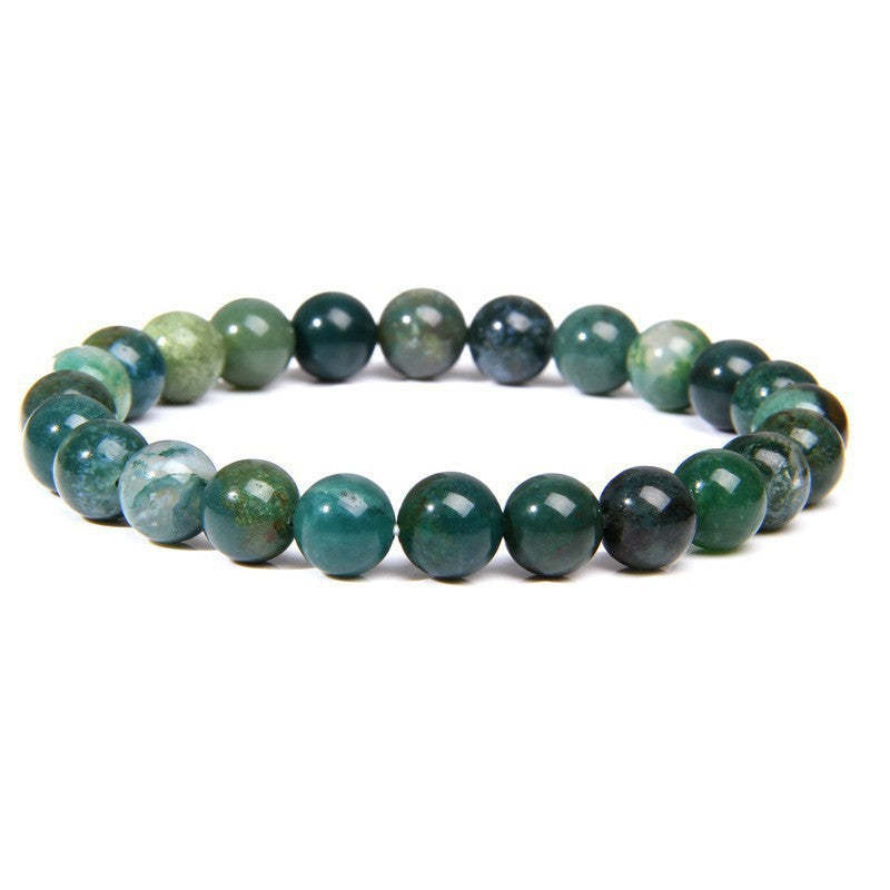 Natural Volcanic Stone and Agate Beaded Bracelet Geometric Round Unisex Fashion Jewelry
