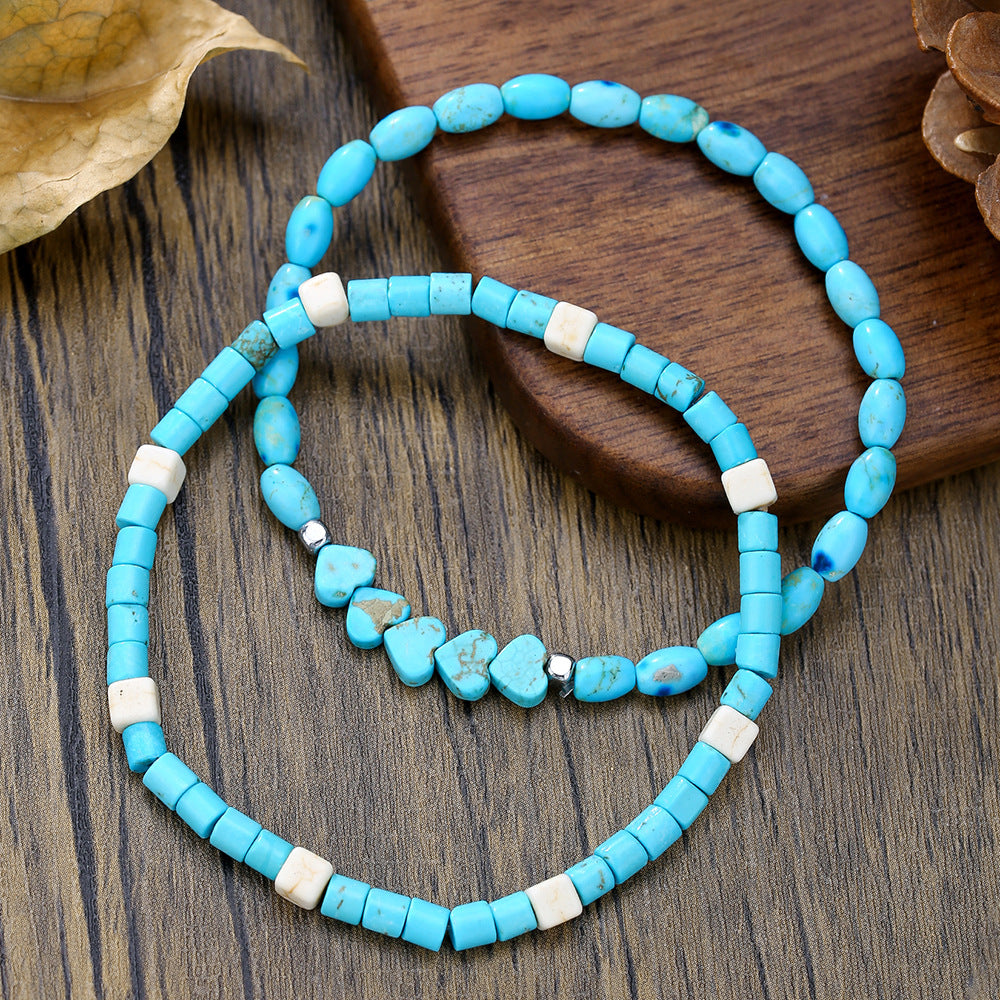 Bohemian Ethnic Geometric Heart Turquoise Bracelet Set Unisex