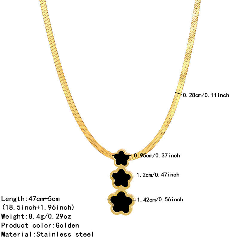 Elegant 18K Gold Plated Floral Titanium Steel Pendant Necklace Stainless Steel Snake Chain for Women