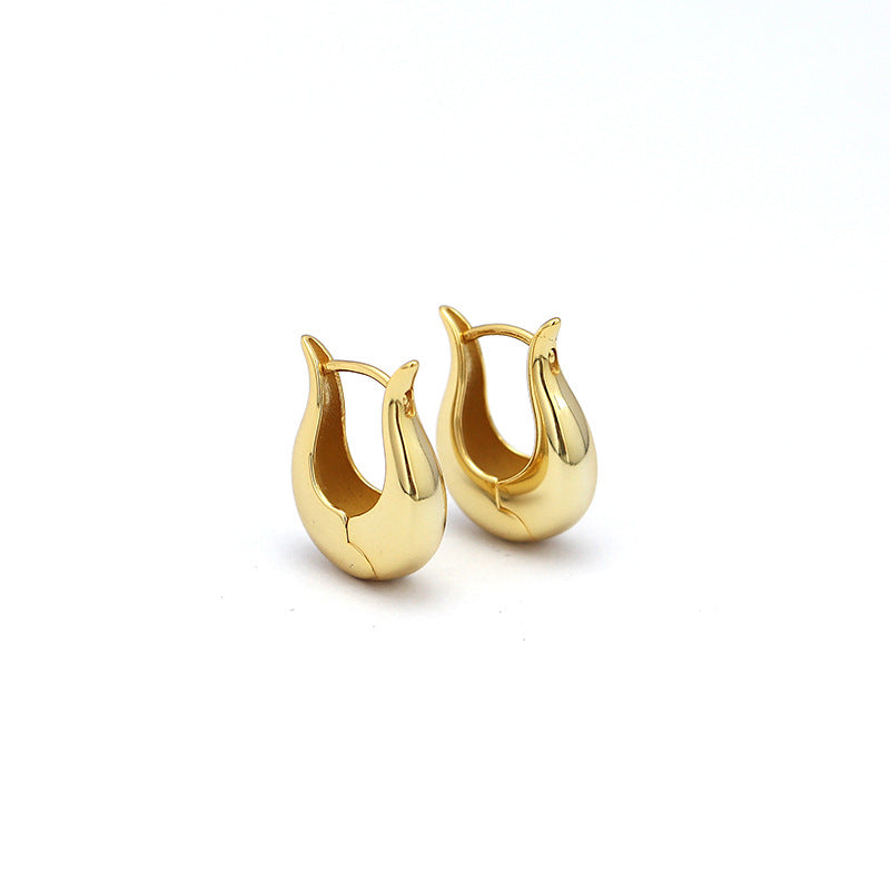 Minimalist Elegant 925 Sterling Silver Geometric Hoop Earrings