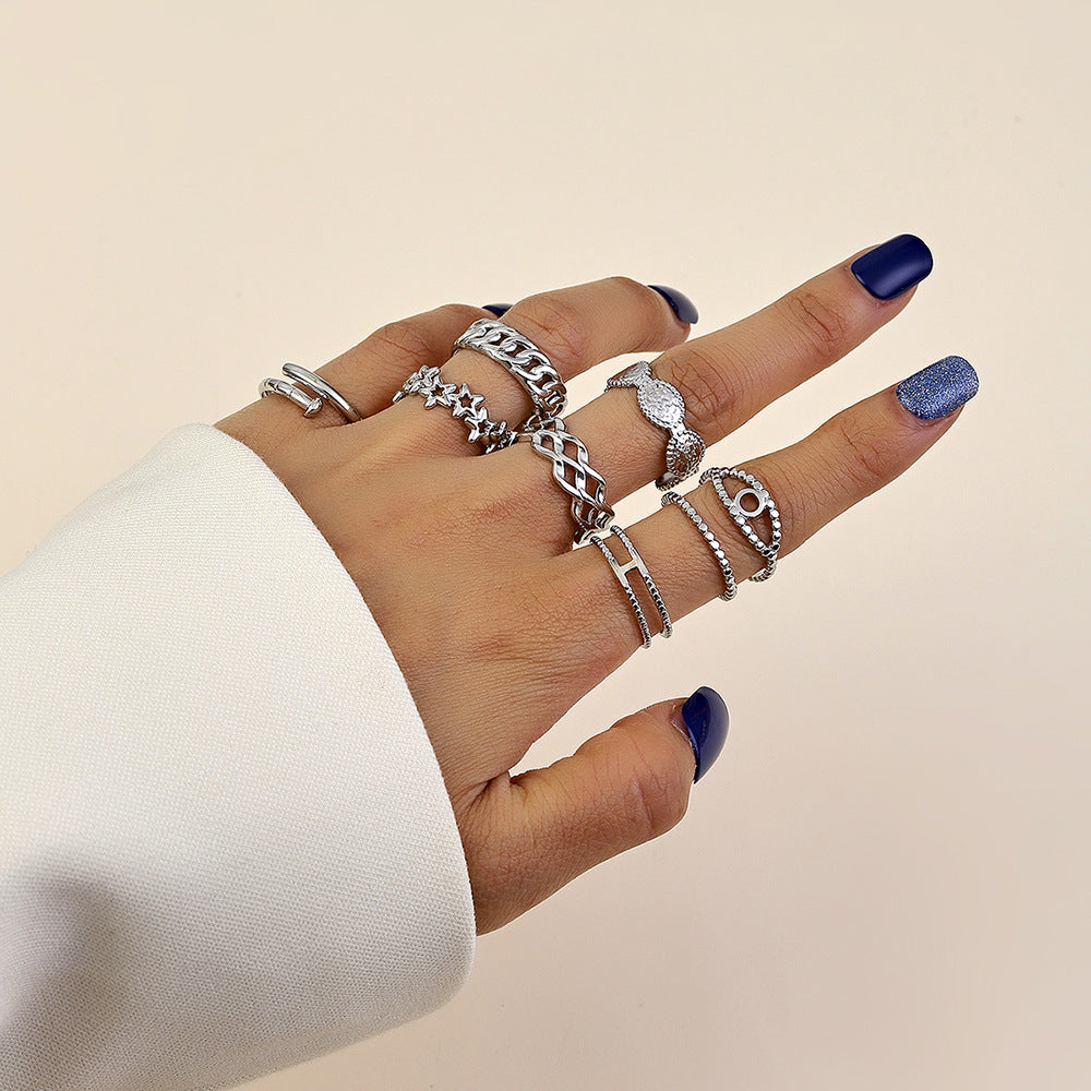 Geometric Plated Stainless Steel Ring Unisex