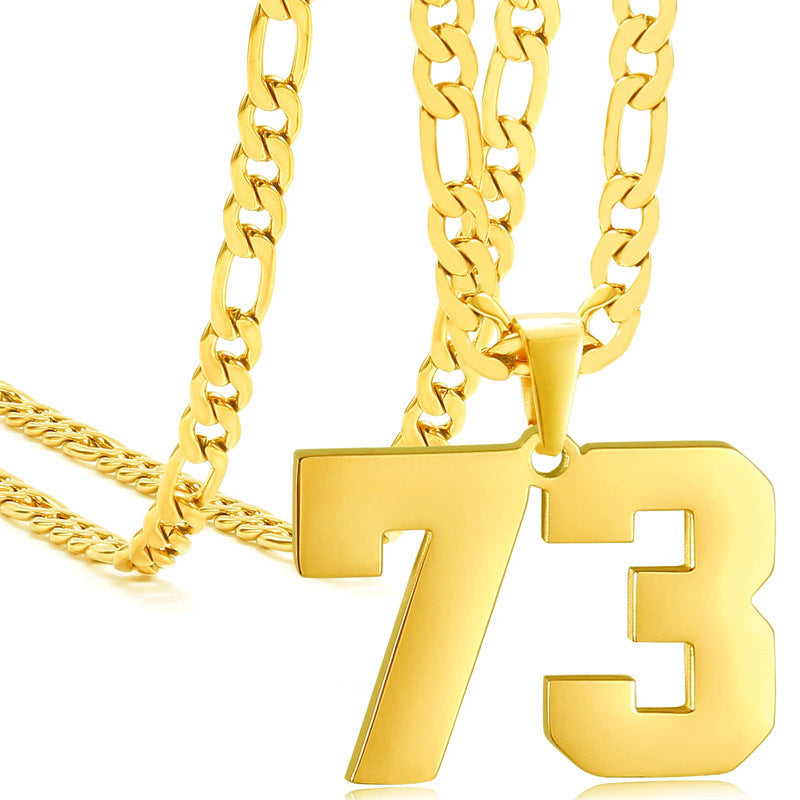 Minimalist Numeric Pendant Necklace for Men and Women Stainless Steel Chain with Polished Titanium Steel Charm