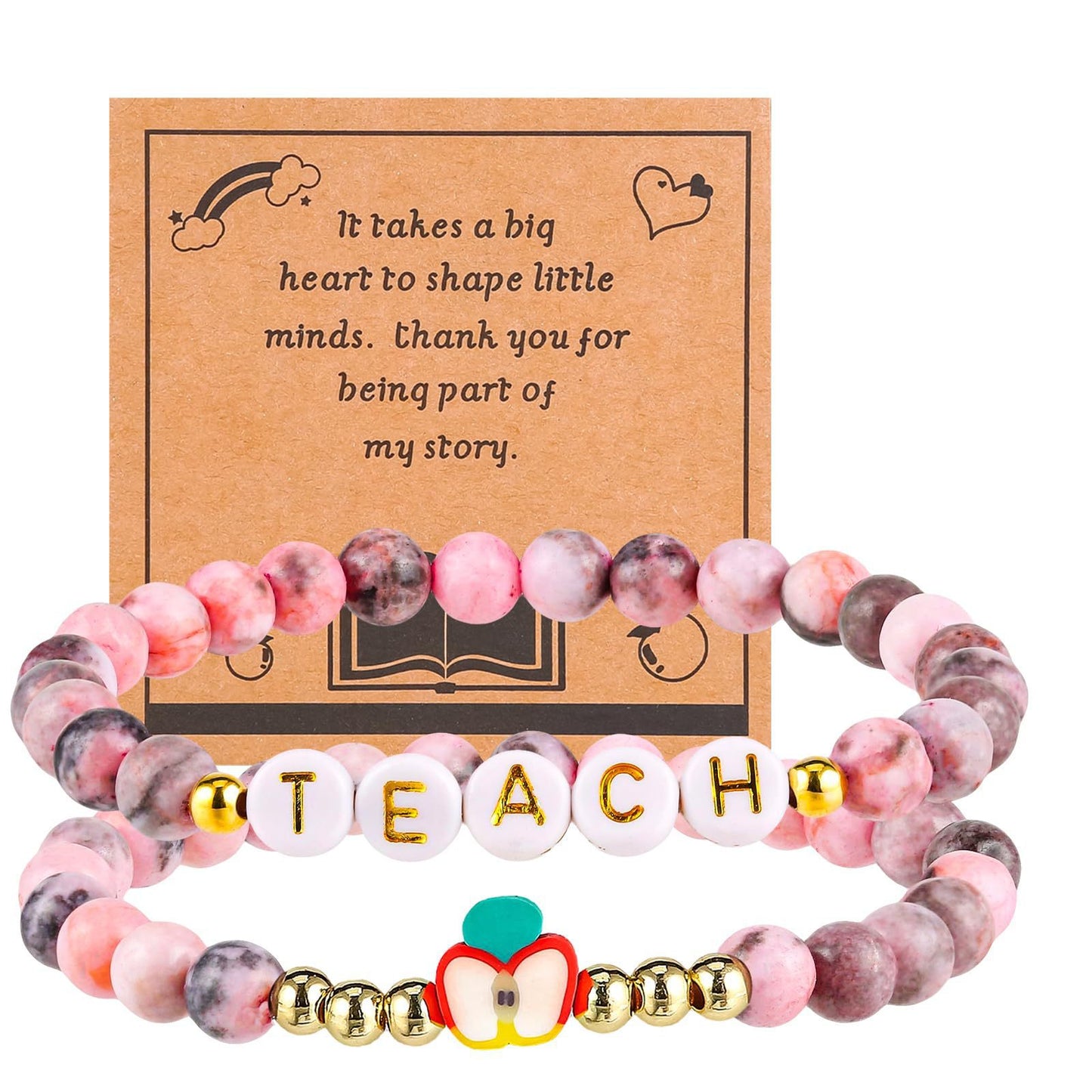 Minimalist Natural Stone Letter Geometric Charm Bar Bracelet Unisex Handmade Gift