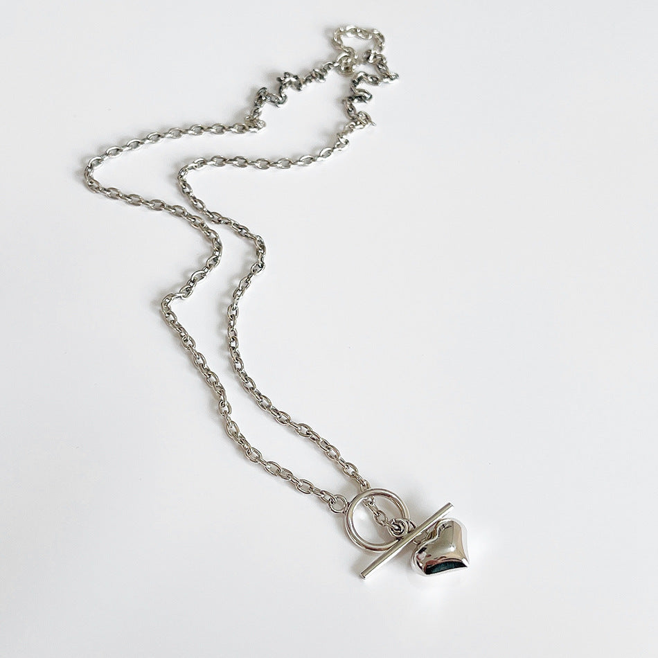 Collana con ciondolo geometrico a cuore placcato oro in argento sterling 925, catena a sfere, stile minimalista vintage