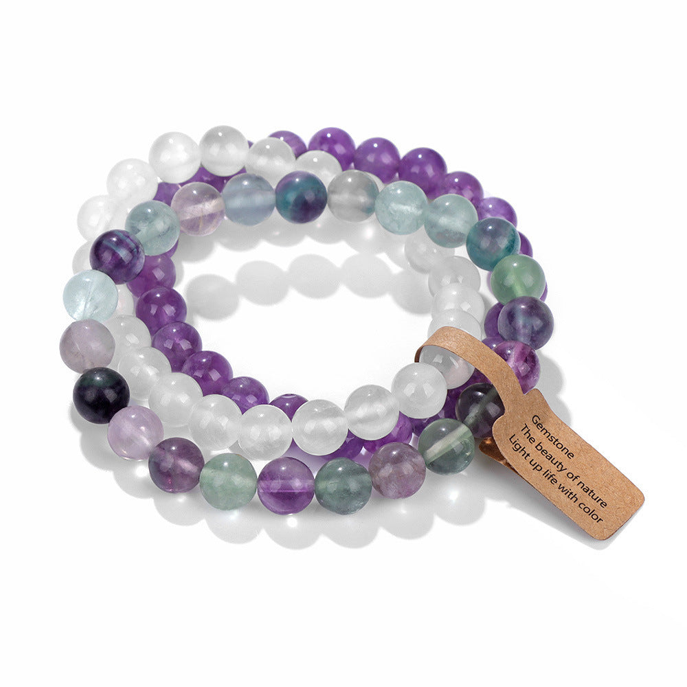 Elegant Geometric Round Agate Beaded Stretch Bracelet Set Unisex