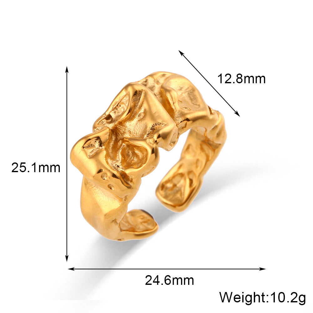 Minimalist Irregular Geometric Shape Ring in 316L Stainless Steel with 18K Gold Plating for Women