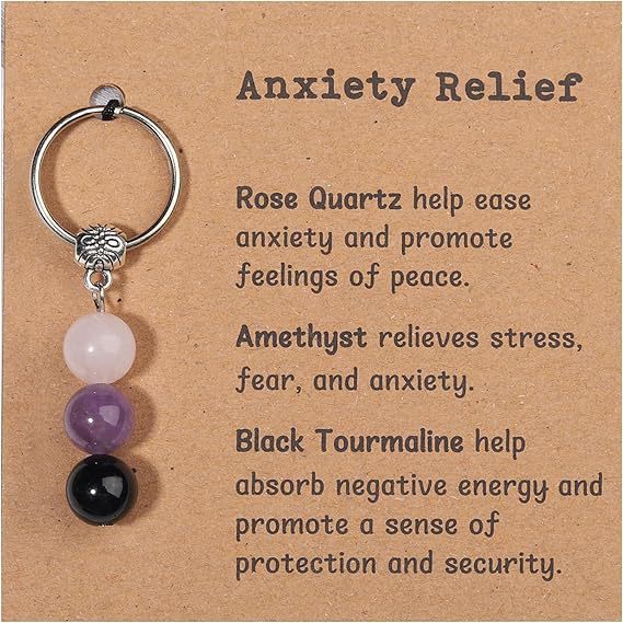 Minimalist Natural Stone Beaded Keychain Gift