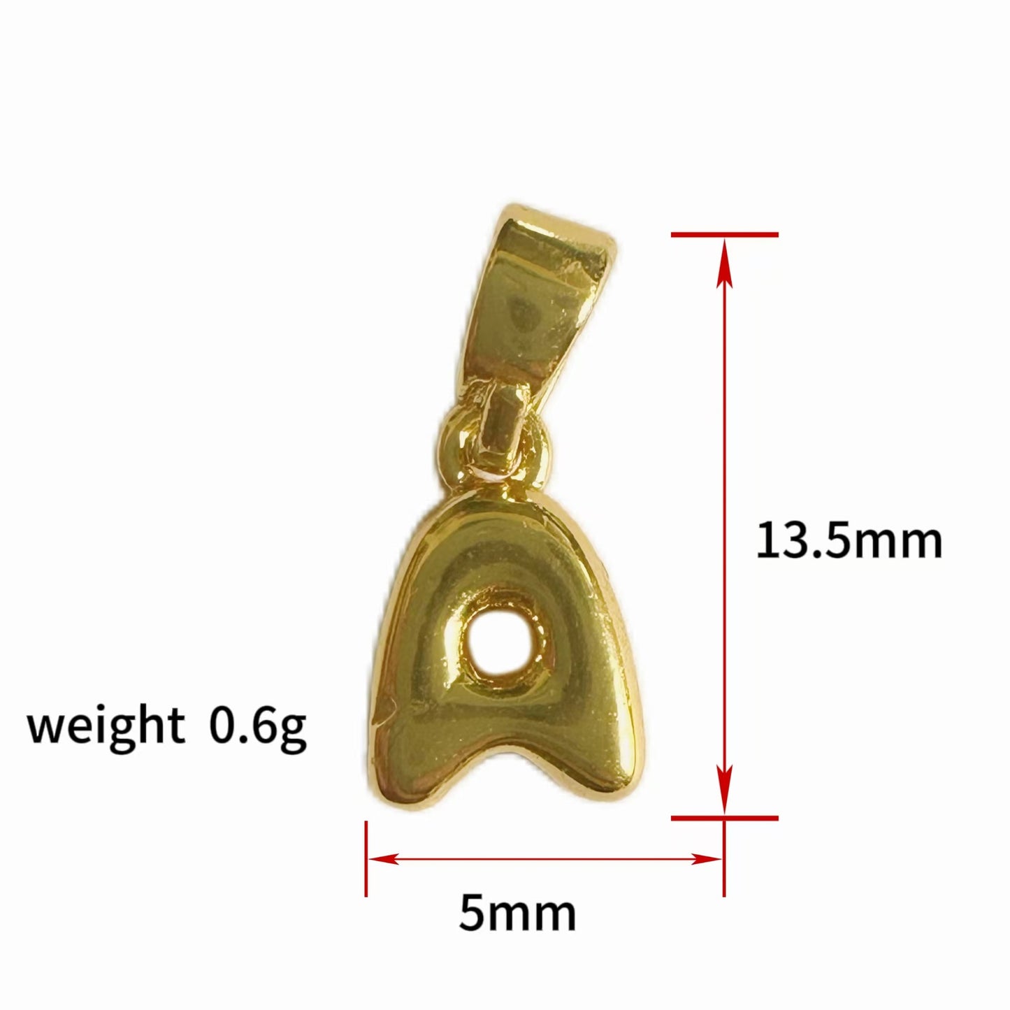 18K Gold Plated Letter Pendant Brass
