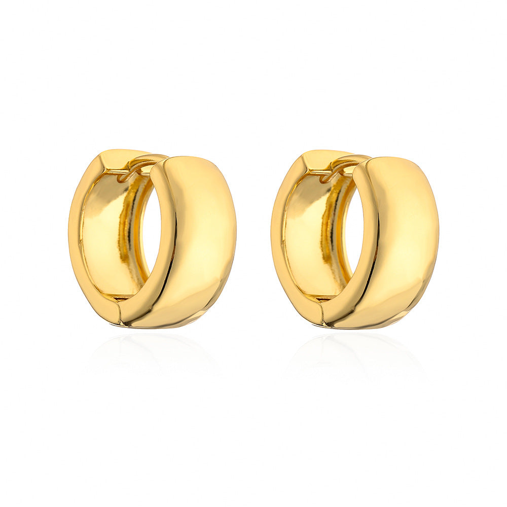 Orecchini a cerchio geometrici minimalisti in rame per donna con placcatura in vero oro design d'ispirazione vintage