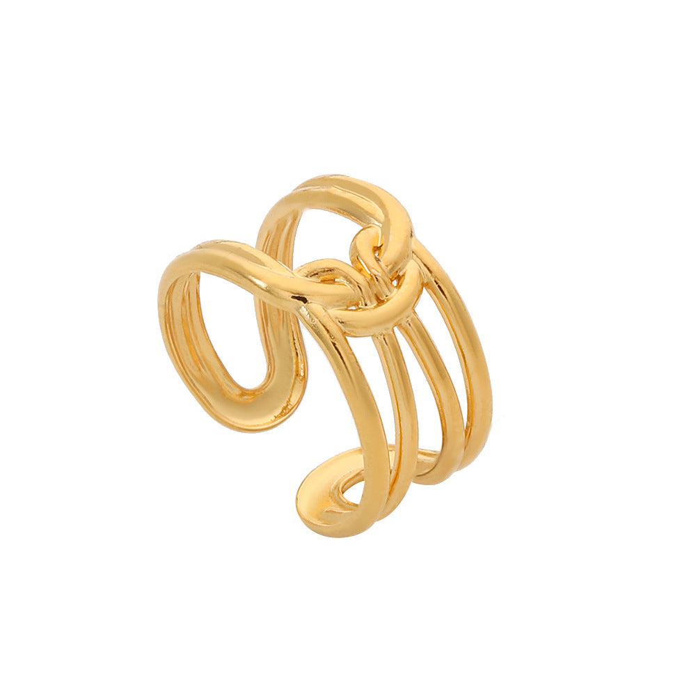 Geometric Heart Plated Titanium Steel Open Ring Unisex