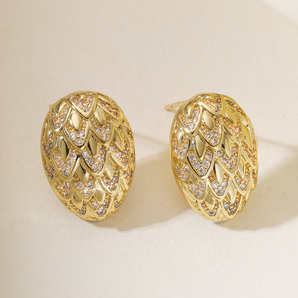 Minimalist Luxury 18K Gold Plated Brass Geometric Cubic Zirconia Irregular Stud Earrings for Women