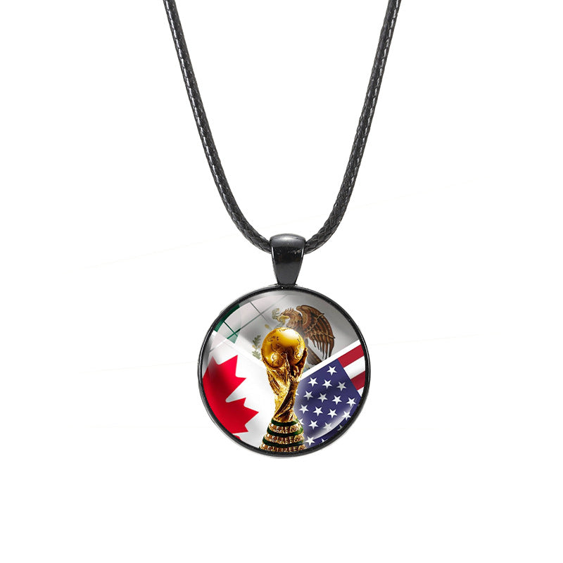 Sporty Geometric Crystal Alloy Pendant Necklace Unisex Casual Leather Cord