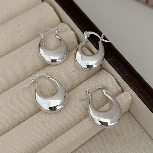 Orecchini a Cerchio Minimalisti a Forma di U in Argento Sterling 925 Placcato per Donna