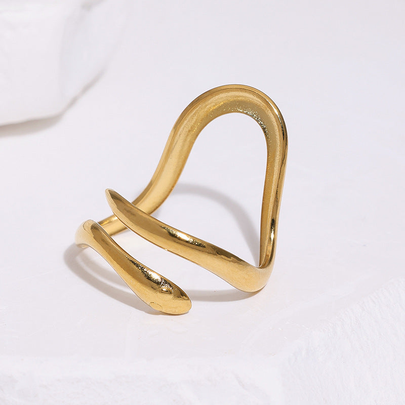 Minimalist Women's 18K Gold Plated Stainless Steel Irregular Geometric Ring