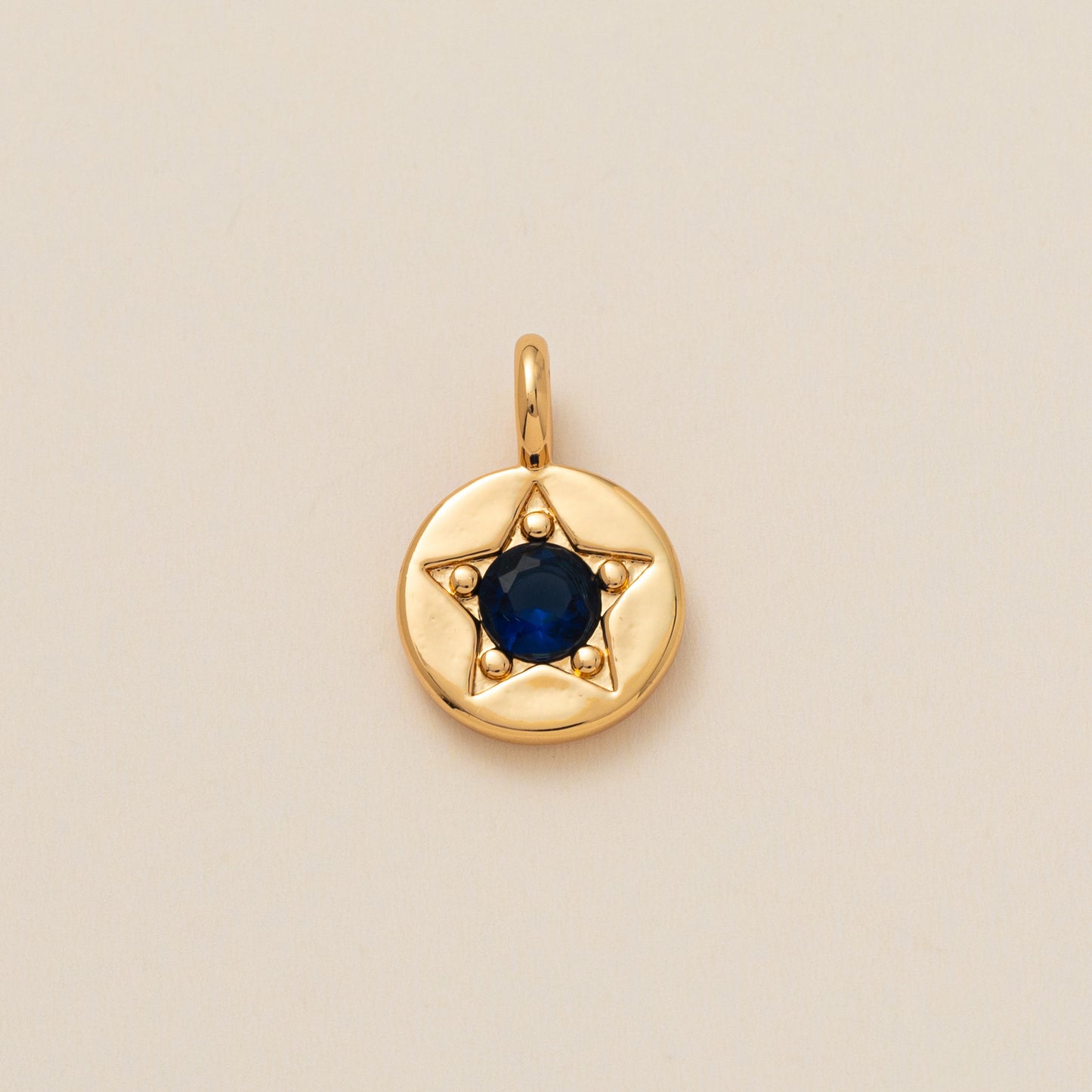 Colorful Cubic Zirconia Star Round Pendant Brass Plated Necklace Charm Bar for December Birthstone