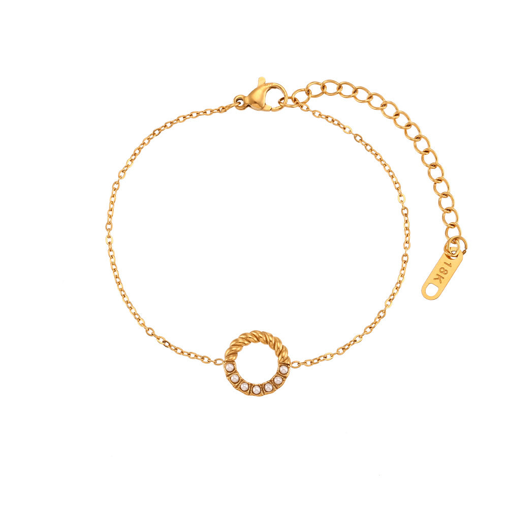 Collana pendente a cerchio ritorto geometrico minimalista in acciaio inossidabile da donna con pendente in acciaio al titanio e finitura galvanica