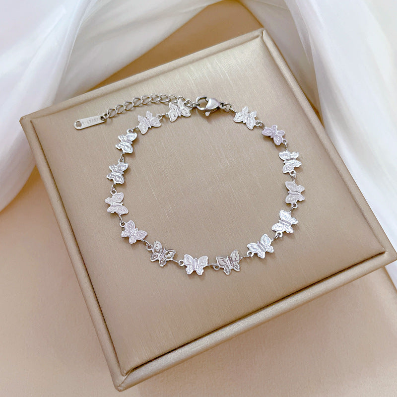 Bracciale vintage minimalista con farfalla in acciaio al titanio placcato oro per uomo e donna