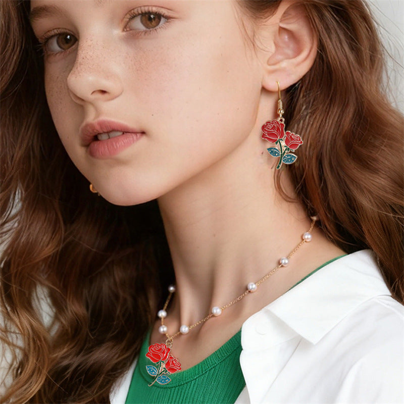 Juego de Collar Minimalista de Aleación en Forma de Lazo con Acabado Esmaltado para Niñas de 3 a 10 Años