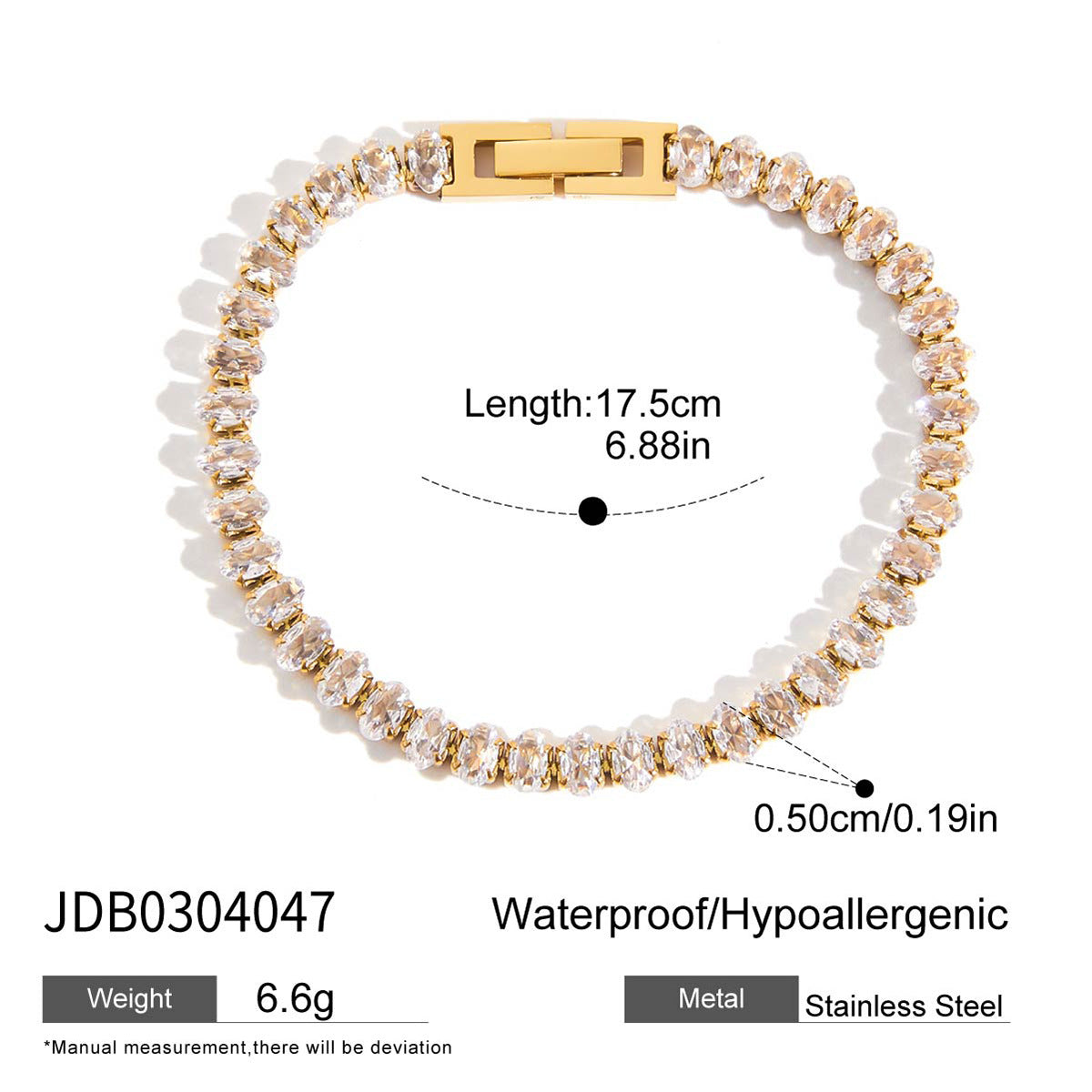 Elegant Geometric Triangle Stainless Steel Cubic Zirconia Tennis Bracelet for Women
