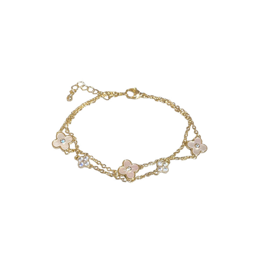 18K Gold Plated Floral Shell Bracelet for Women Adjustable Minimalist Everyday Luxury Hand Jewelry