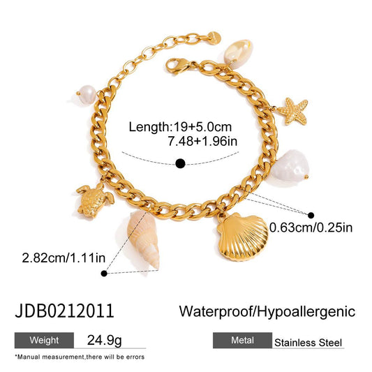 Elegante bracciale geometrico a conchiglia placcato in acciaio inossidabile da donna