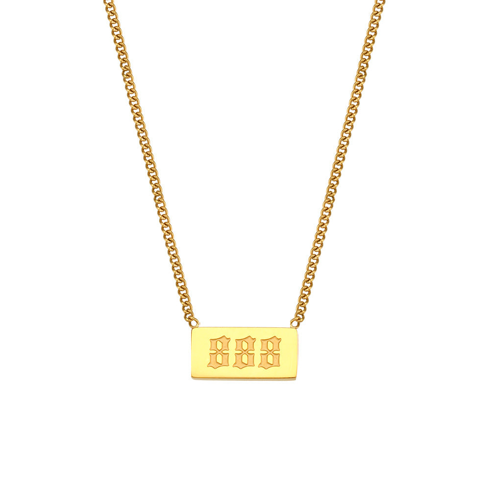 Minimalist Angel Number Pendant Necklace in Stainless Steel with Plated Finish for Women
