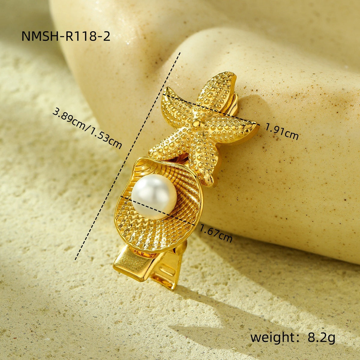 Parure da donna con collana, bracciale, orecchini e anello abbinati in acciaio inossidabile placcato, design geometrico ispirato all'oceano