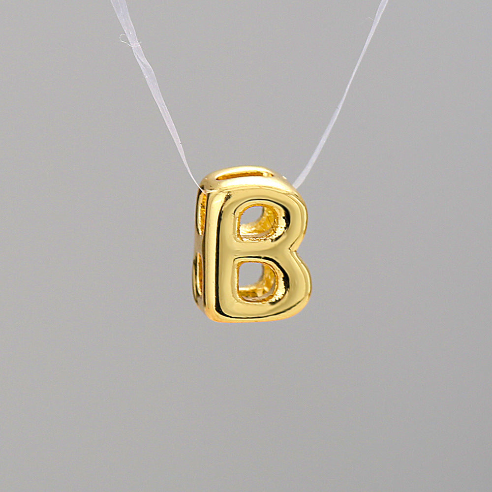 Gold Plated Brass Letter Pendant Stainless Steel Box Chain Necklace Charm Bar