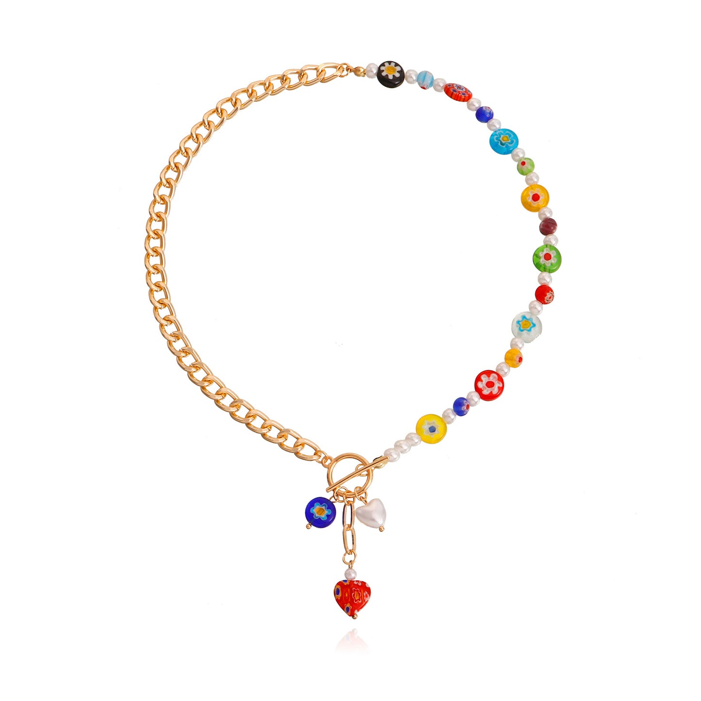 Bohemian Style Flower-Shaped Alloy Pendant Necklace for Women with Plated Finish and Clavicle Chain