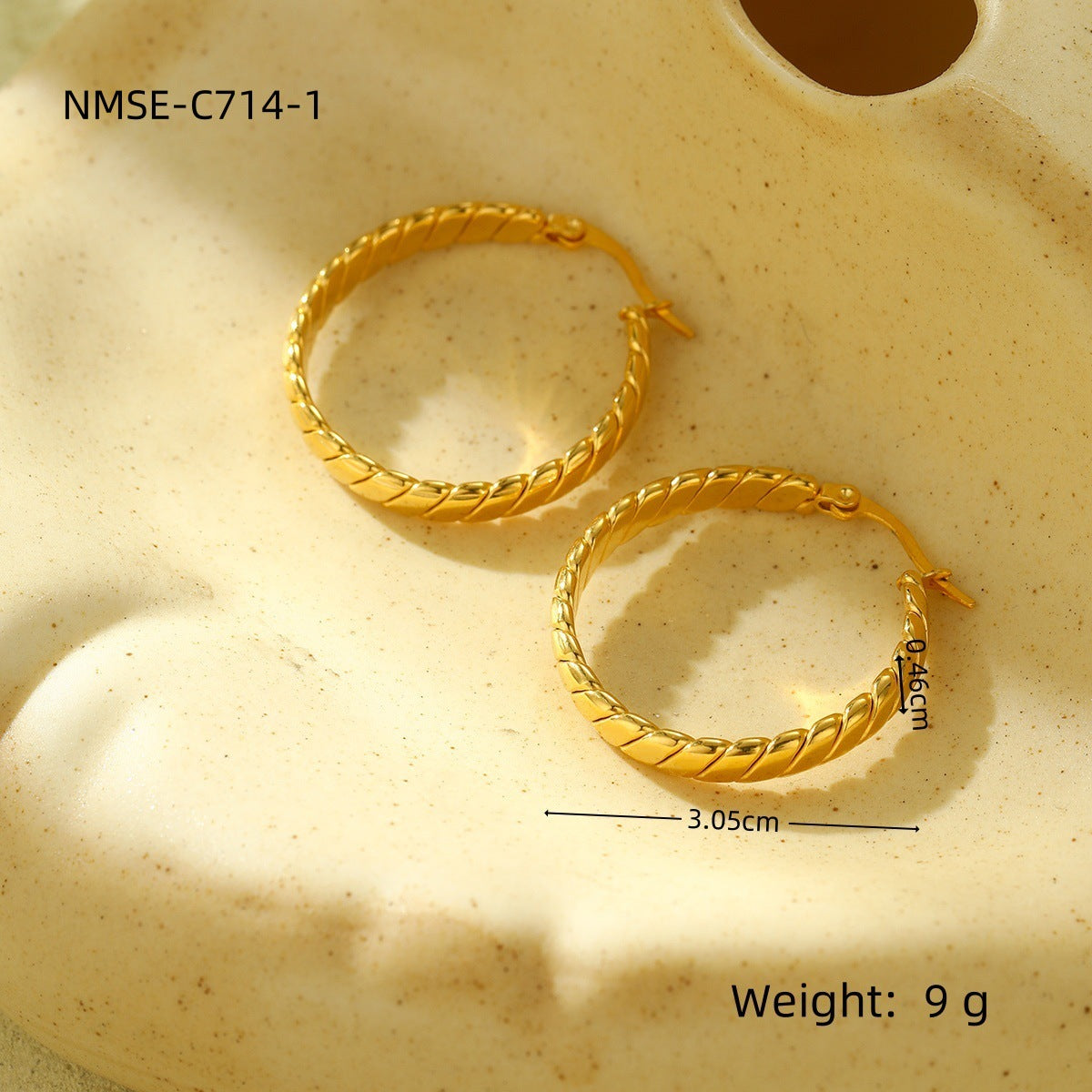 Vintage Geometric Stainless Steel Twisted Hoop Earrings for Women with Plated Finish Hypoallergenic Luxury Ear Studs