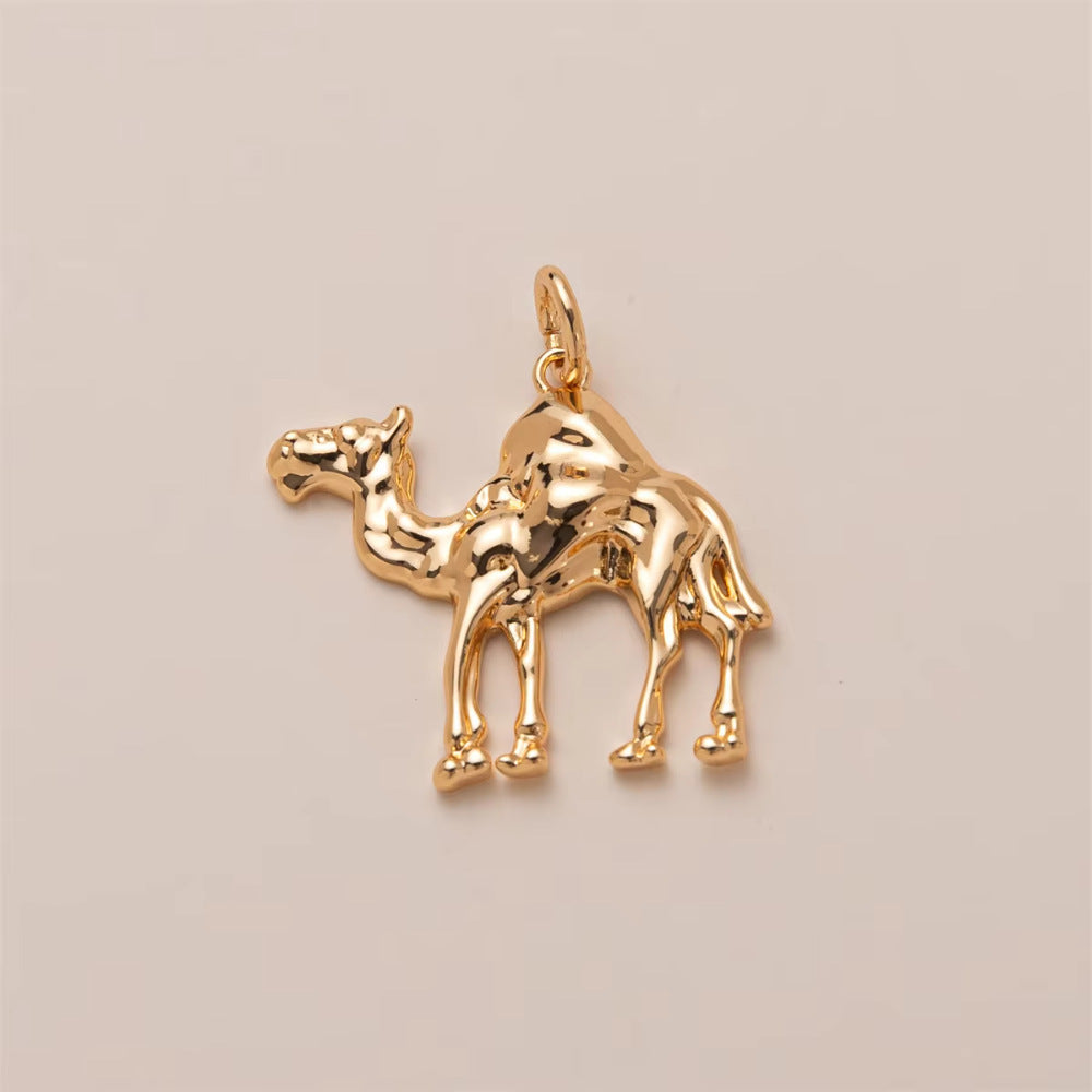 Minimalist Luxury 18K Gold Plated Brass Animal Pendant with Cubic Zirconia Charm Bar for Unisex