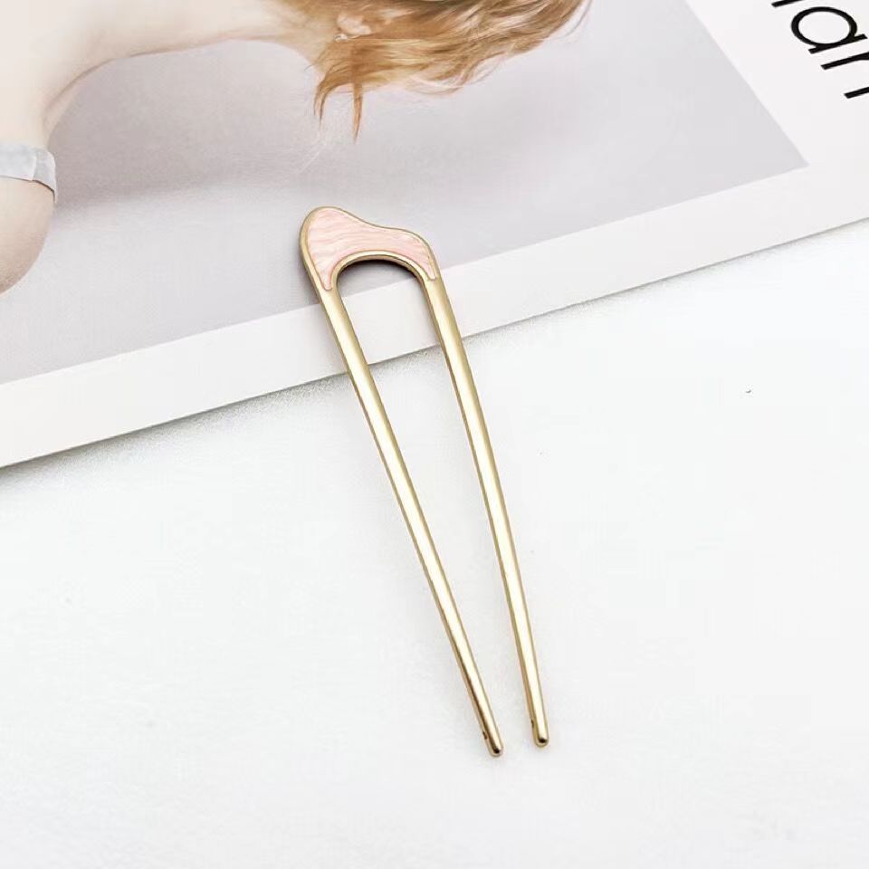 Minimalist Geometric Alloy Plated Hair Fork U-Shaped Hair Pin