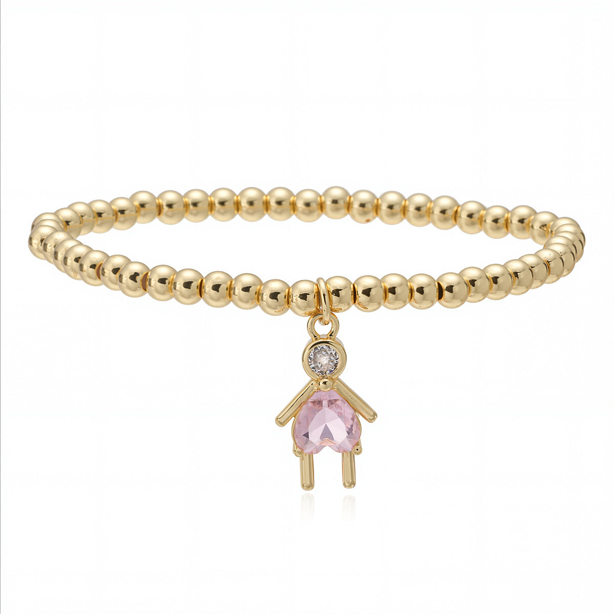 Minimalist Geometric Brass Gold Plated Cubic Zirconia Inlay Pendant Bracelet for Unisex