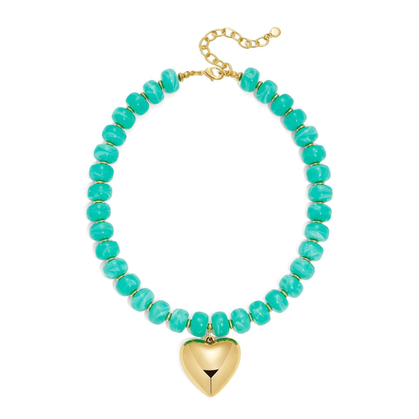 Luxury Geometric Heart Acrylic Pendant Necklace Colorful Beads Chain for Women