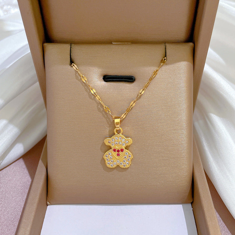 Collar con colgante de luna geométrica para mujer en acero de titanio con acabado chapado, elegante cadena de clavícula para bodas y fiestas