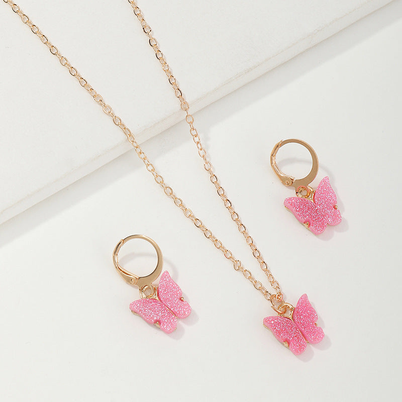 Dulce collar de mariposa para niñas, colgante de aleación con acabado chapado en cadena tipo caja, estilo gargantilla ajustable